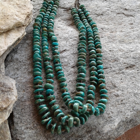 Jewelry - Sterling SilverGenuine TURQUOISE 3 STRAND NECKLACE